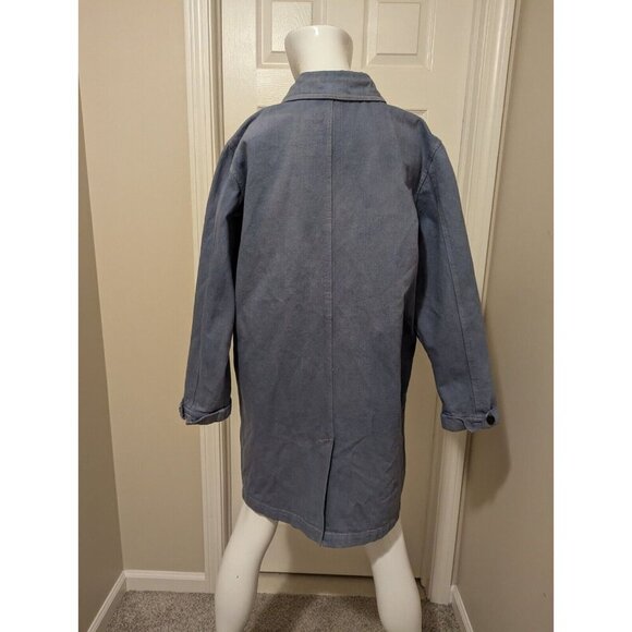 Denim & Company Women Size Medium Long Light Wash Denim Cotton Coat - Picture 7 of 10